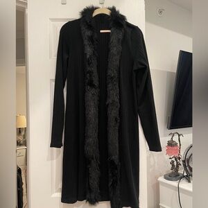 Sweater jacket with fur